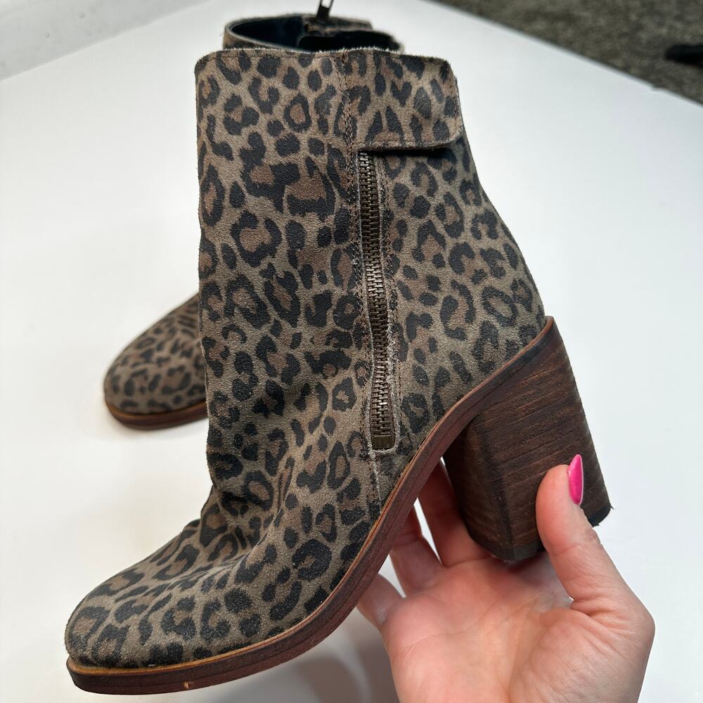 Rebels Jana Leopard Suede Block Heel Ankle Boots